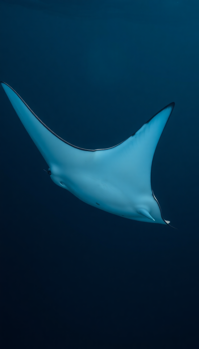 Manta Ray Gliding Graceful Underwater Photorealistic Wallpaper