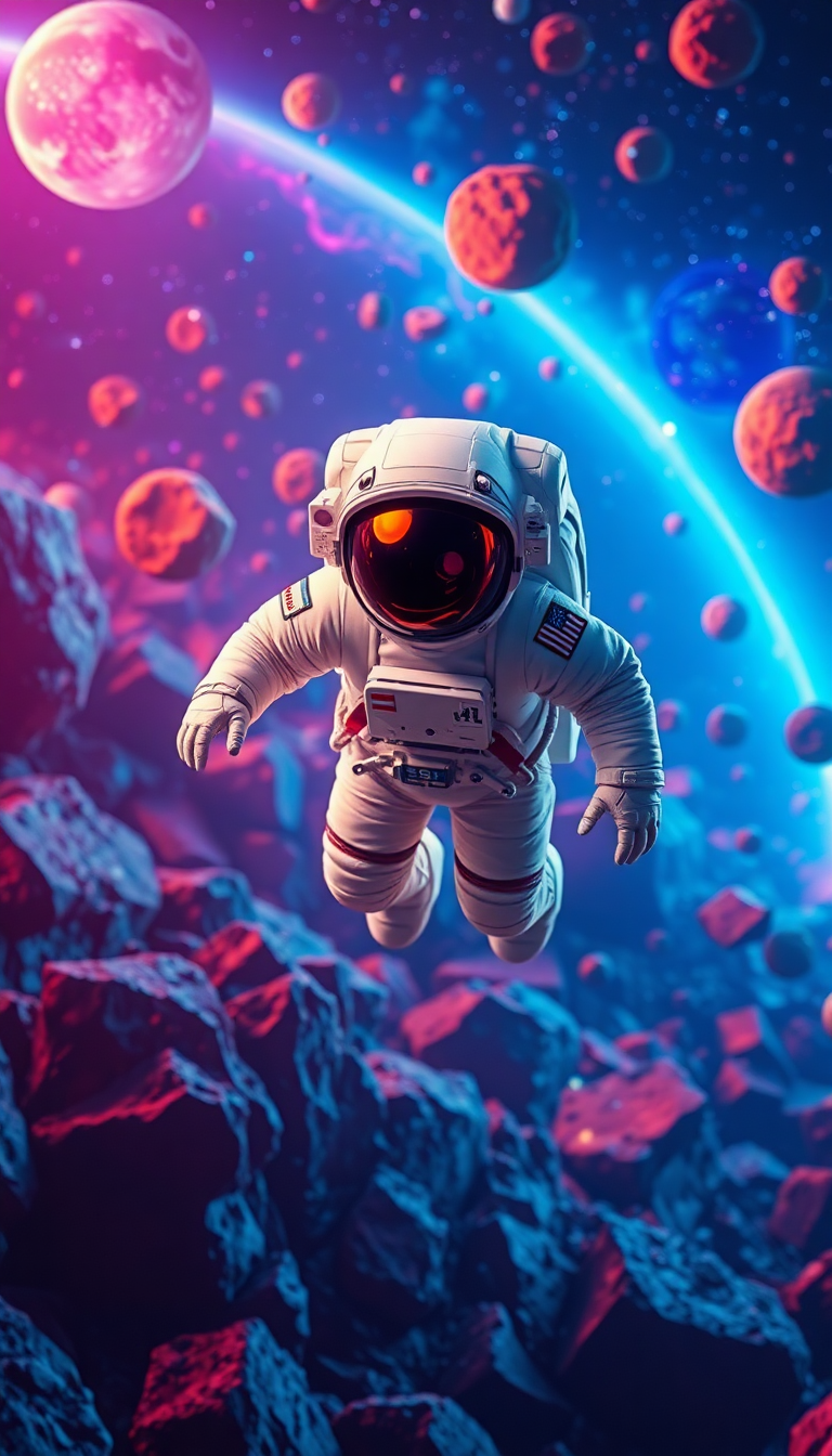 Mesmerizing Asteroid Colorful Through Floating Digital art Wallpaper