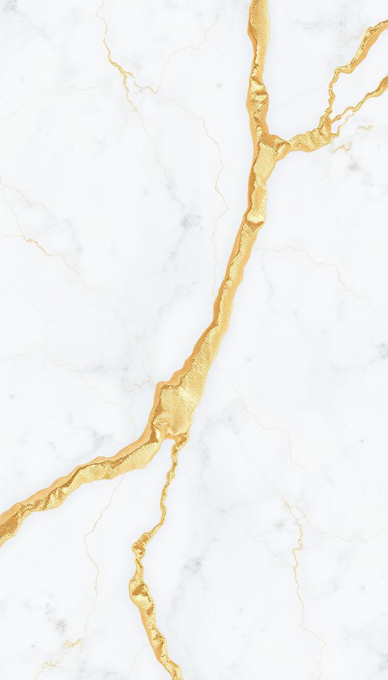 Marble Texture White Gold Veins Photorealistic Wallpaper