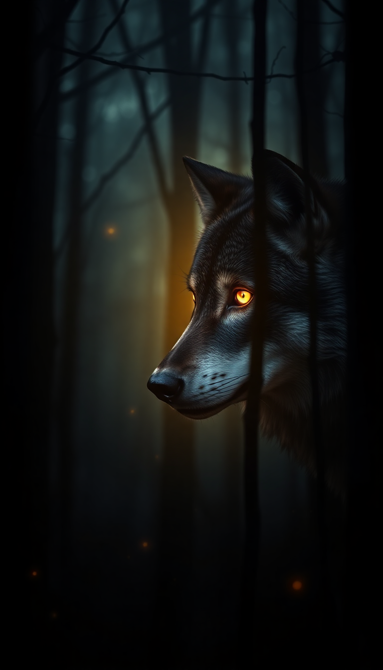 Wolf Eyes Glowing In Dark Digital art Wallpaper
