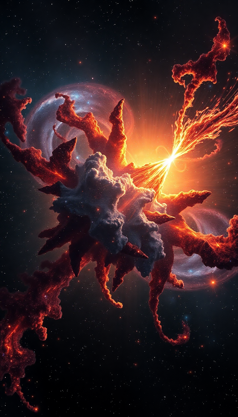 Colliding Galaxies Creating New Stars Digital art Wallpaper