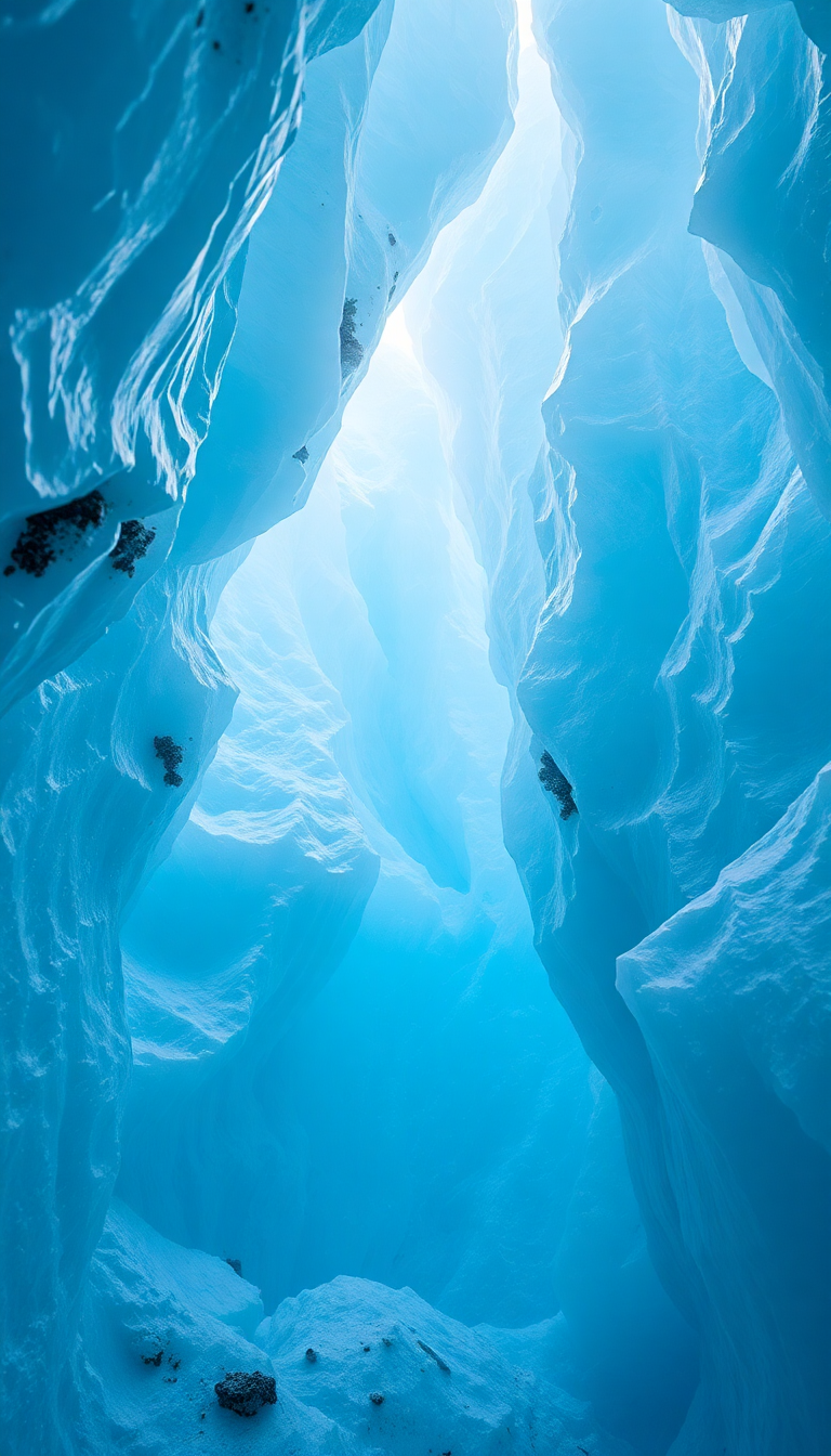 Glacial Ice Cave Blue Crystal Photorealistic Wallpaper
