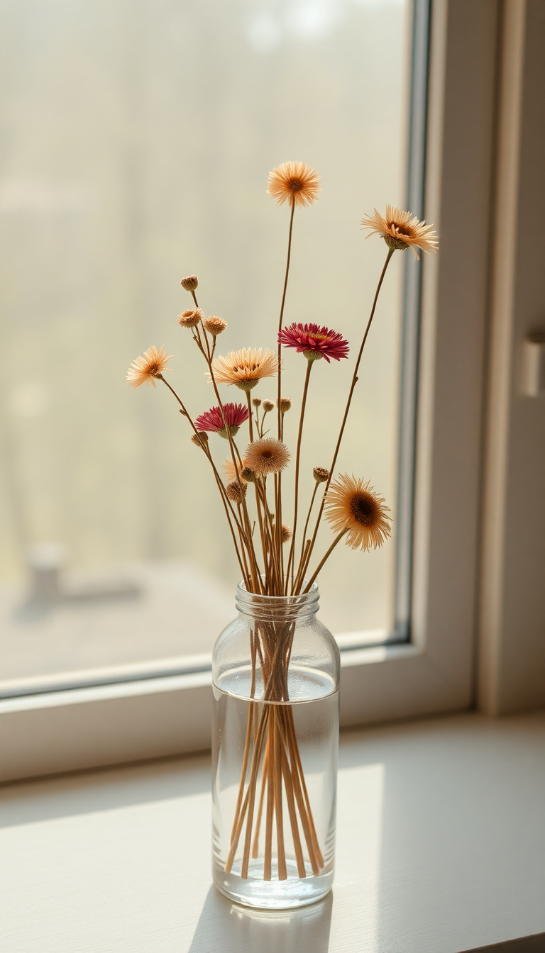 Dried Flowers In Glass Vase Aesthetic Wallpaper