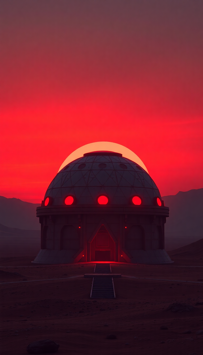 Mars Colony Dome At Sunset Digital art Wallpaper