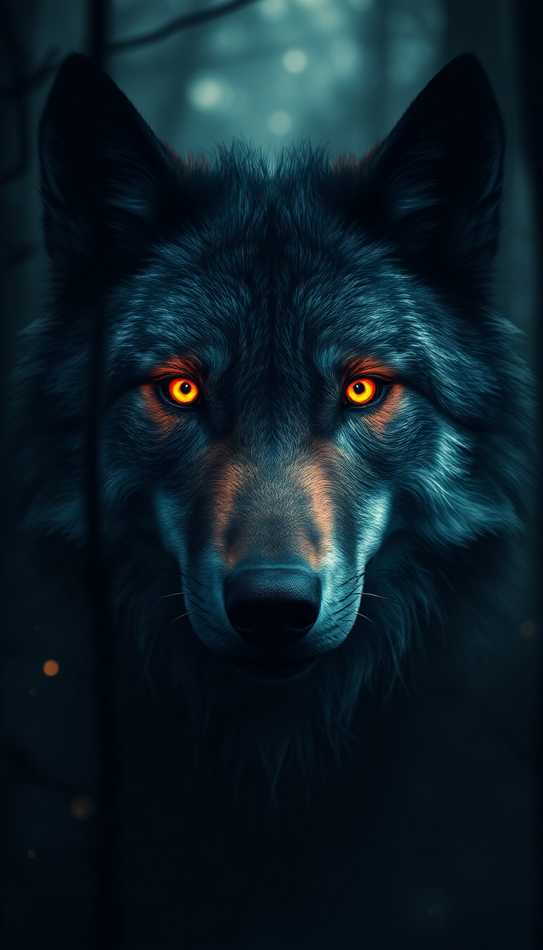 Wolf Eyes Glowing In Dark Digital art Wallpaper