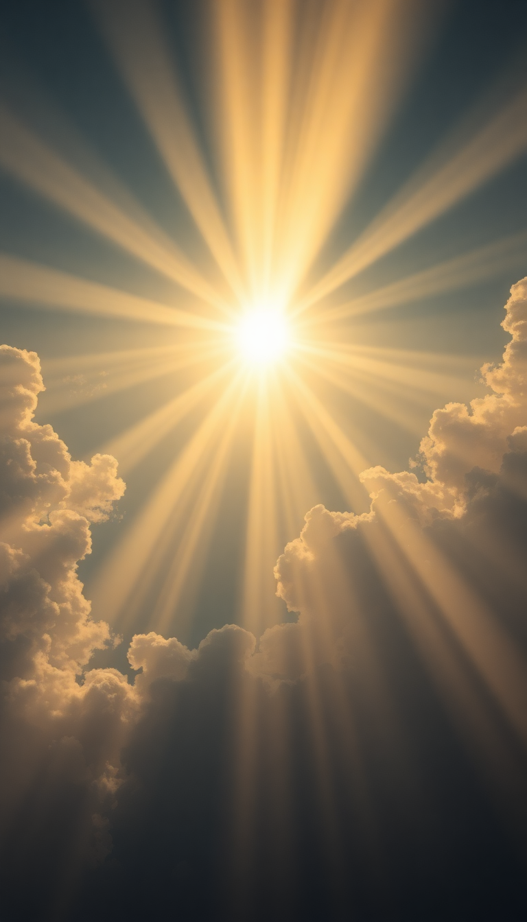 Sun Rays Through Storm Clouds Photorealistic Wallpaper