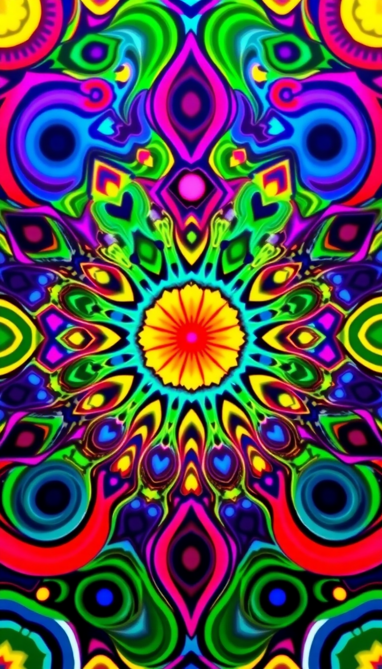 Majestic Psychedelic 60s Pattern Colorful Groovy Wallpaper