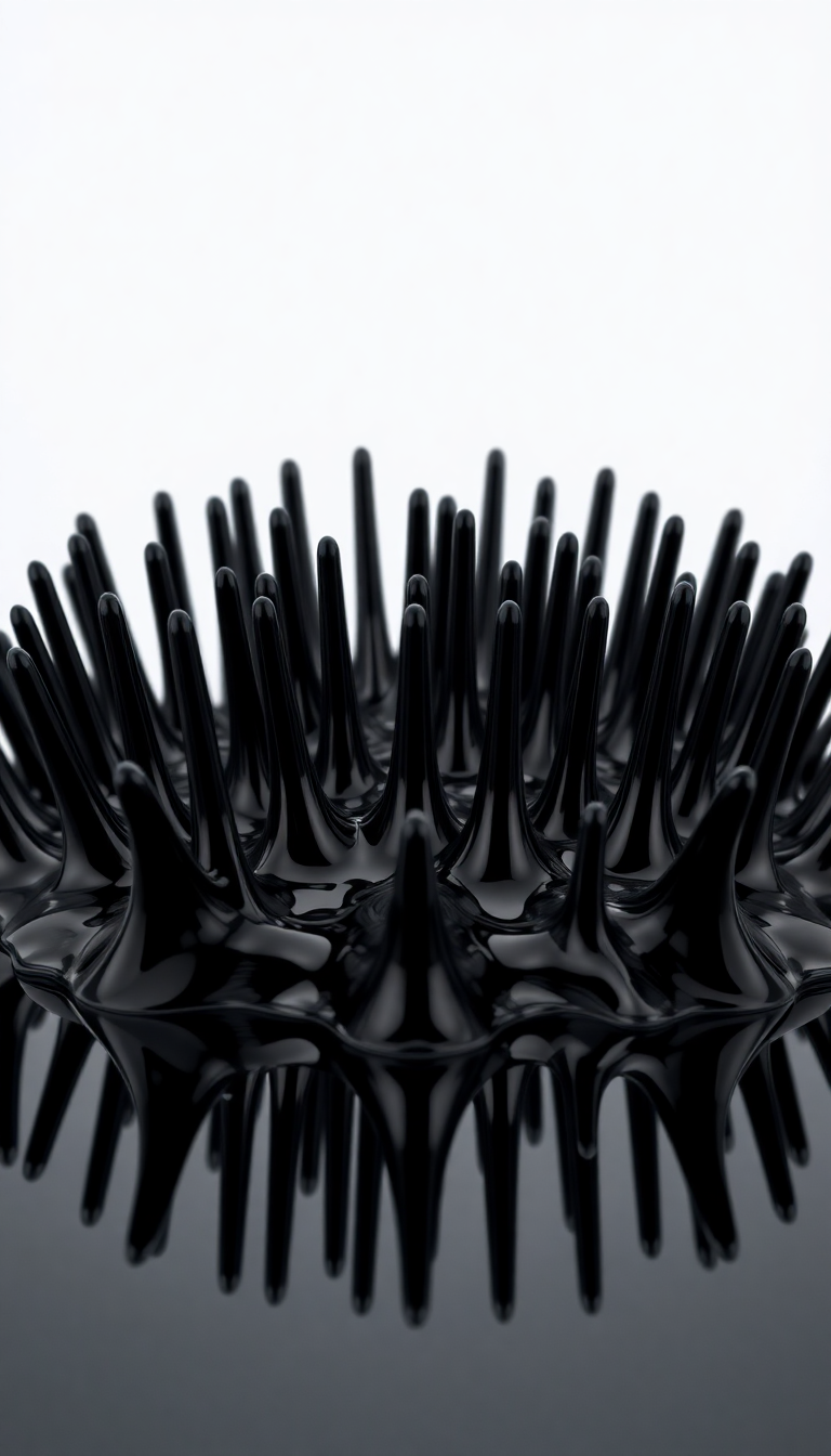 Ferrofluid Spikes Magnetic Sculpture Black Digital art Wallpaper