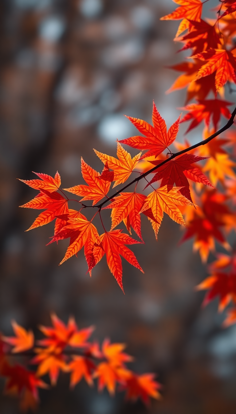Autumn Leaves Falling Maple Red Photorealistic Wallpaper