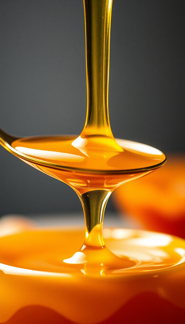 Honey Dripping From Spoon Golden Photorealistic Wallpaper