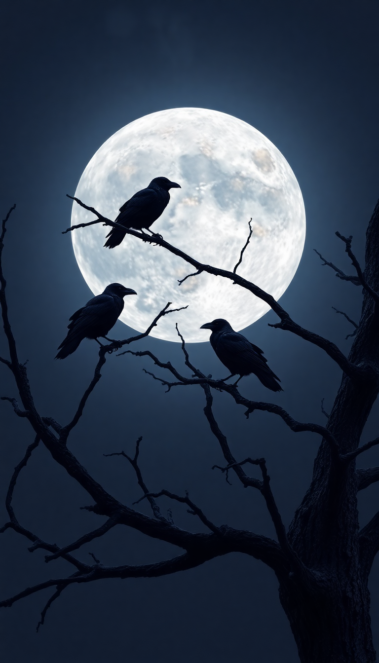 Ravens On Dead Tree Branches Digital art Wallpaper