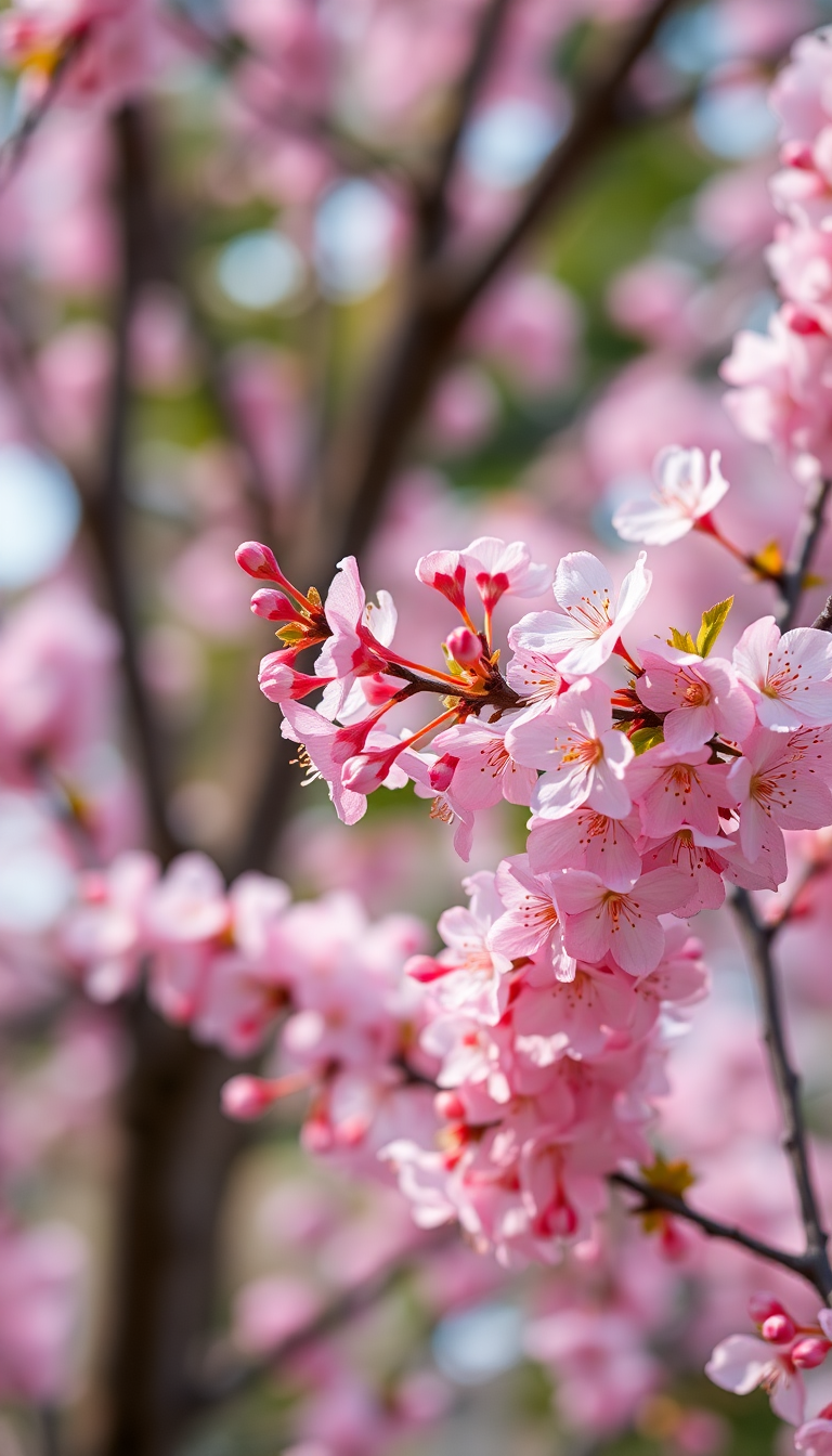 Spring Cherry Blossoms Japan Peak Photorealistic Wallpaper