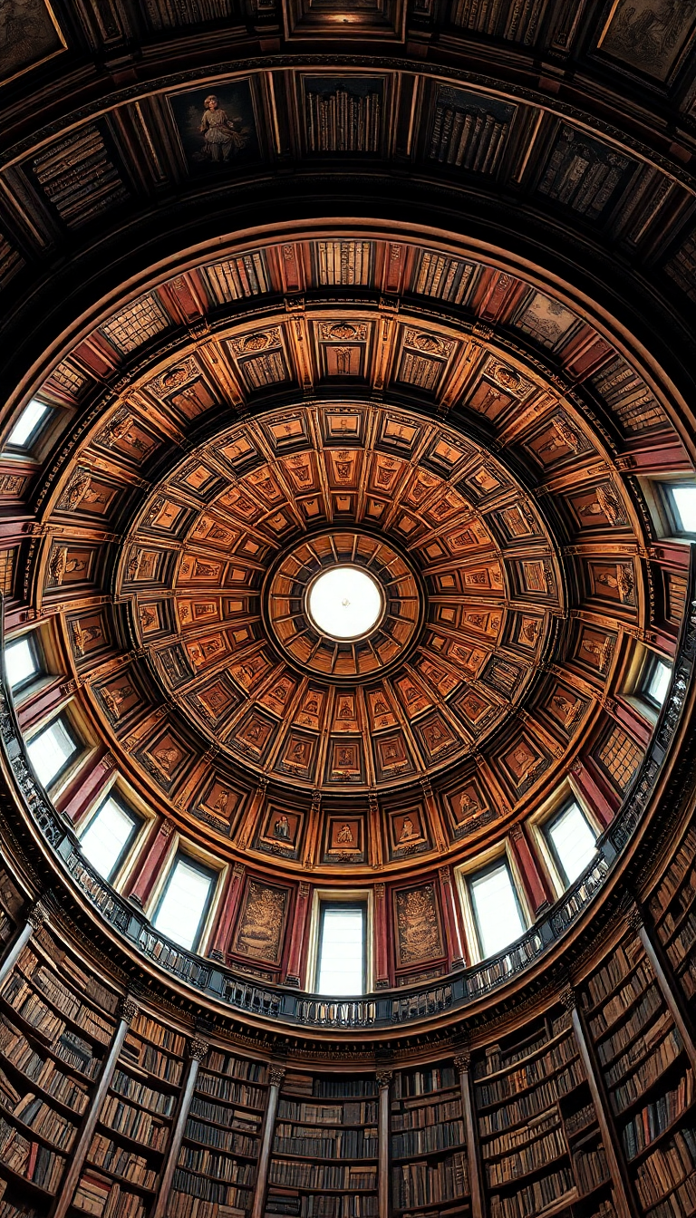 Library Spiral Dome Ceiling Old Photorealistic Wallpaper
