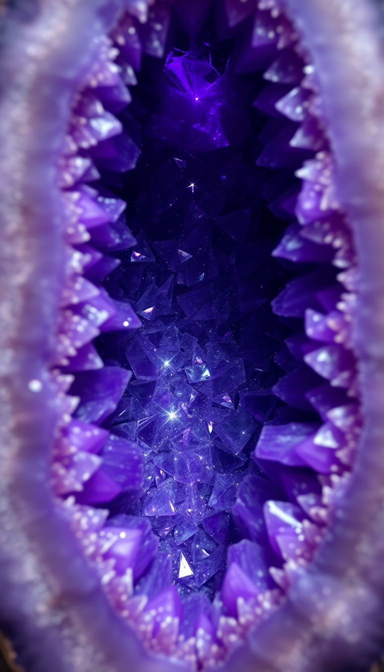 Geode Crystal Interior Purple Amethyst Photorealistic Wallpaper
