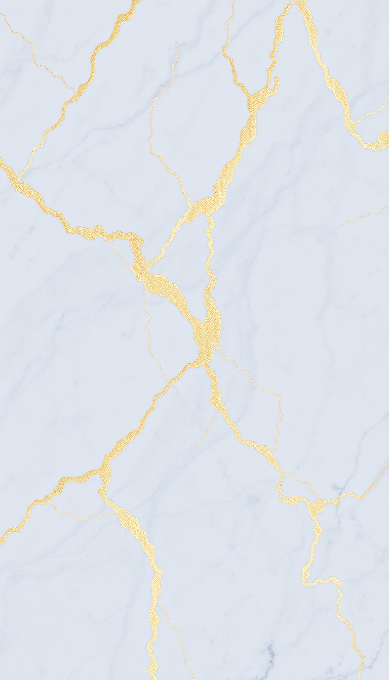 Marble Texture White Gold Veins Photorealistic Wallpaper