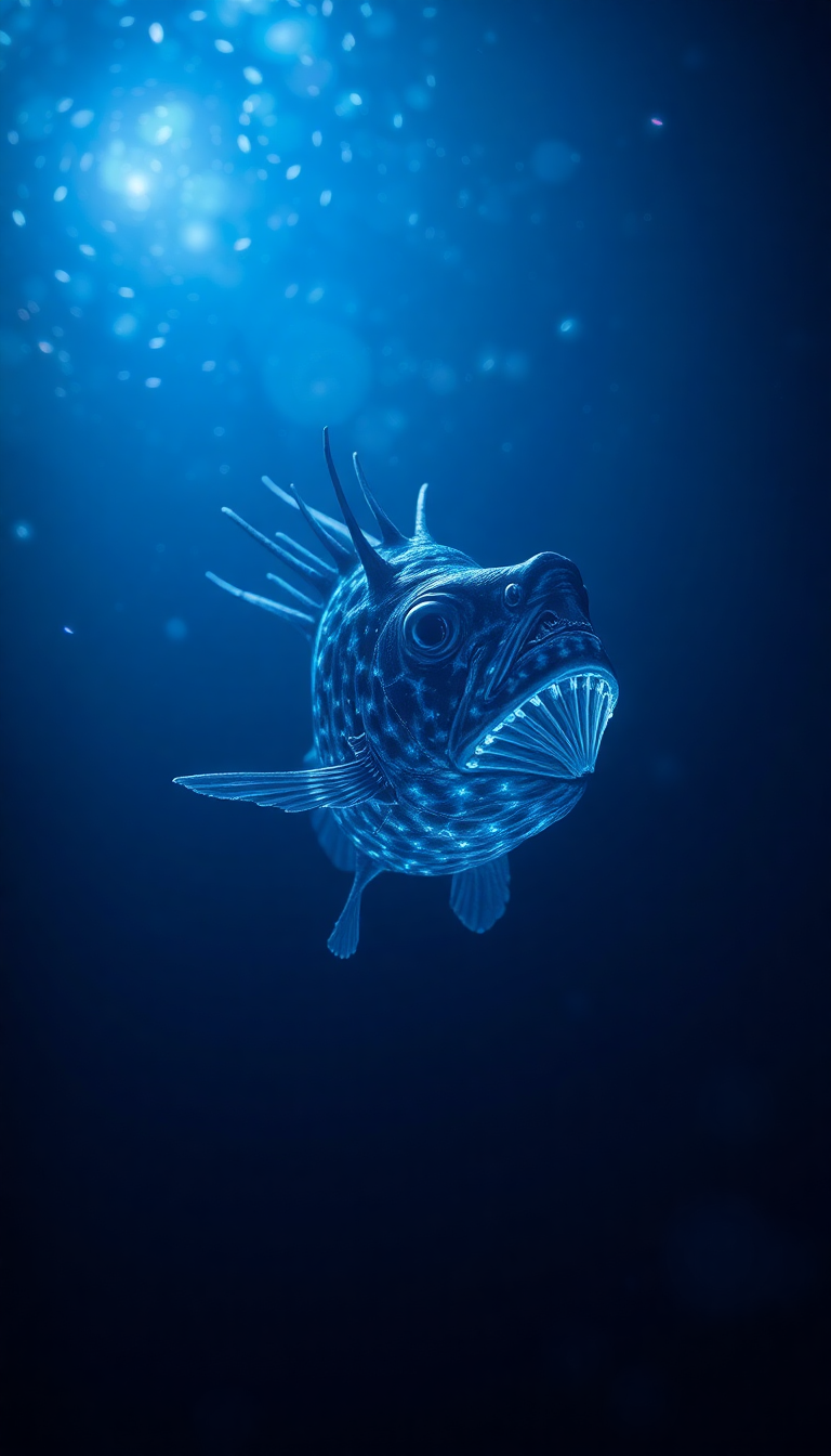 Deep Sea Anglerfish Bioluminescent Abyss Digital art Wallpaper