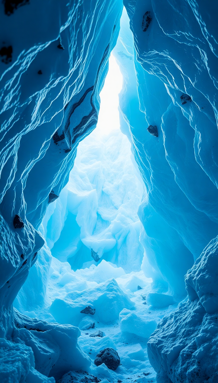 Glacial Ice Cave Blue Crystal Photorealistic Wallpaper