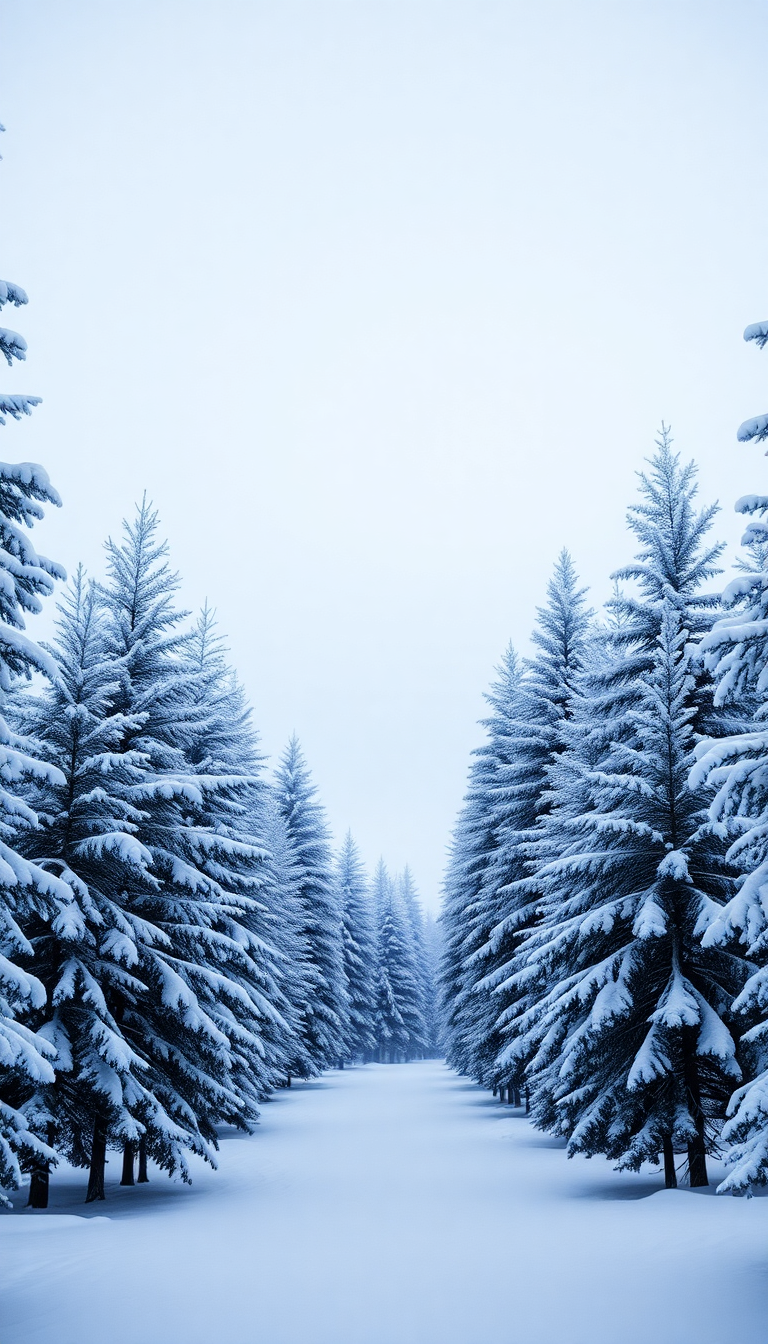 Winter First Snow Pine Trees Photorealistic Wallpaper