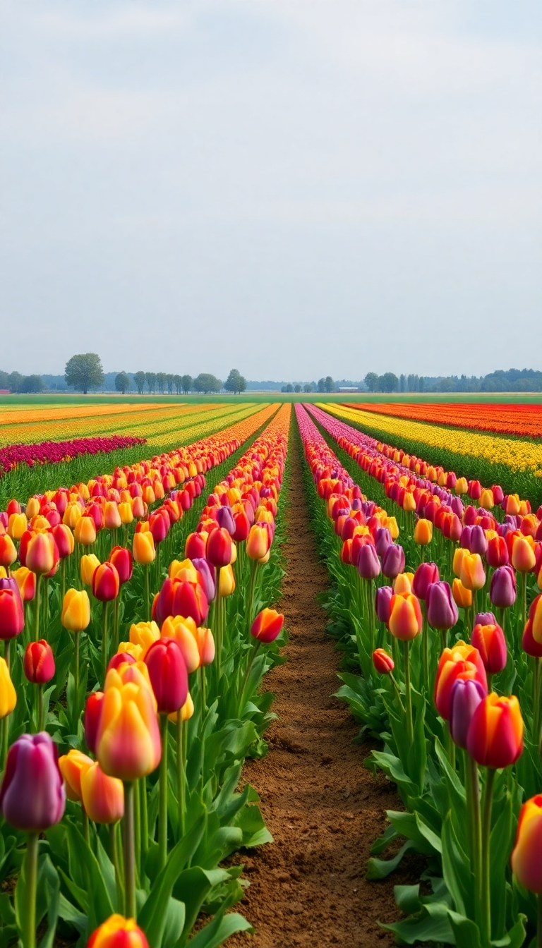 Molten Tulip Field Netherlands Colorful Photorealistic Wallpaper