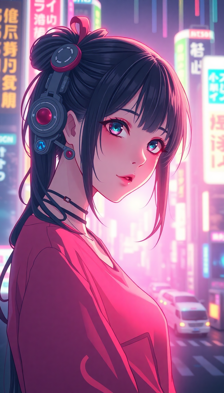 Cyberpunk Anime Girl Neon City Anime Wallpaper