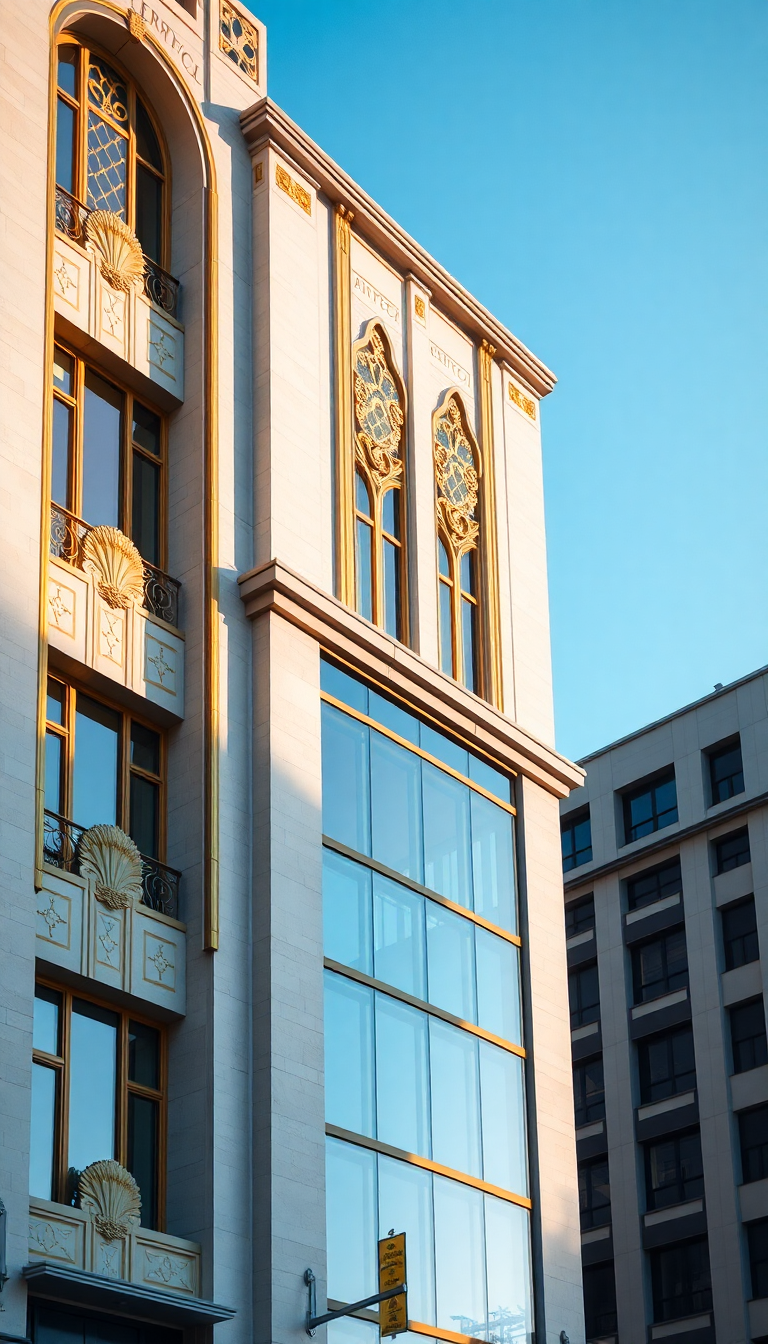 Art Deco Building Facade Geometric Photorealistic Wallpaper