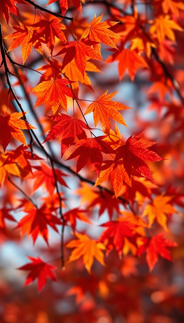 Autumn Leaves Falling Maple Red Photorealistic Wallpaper