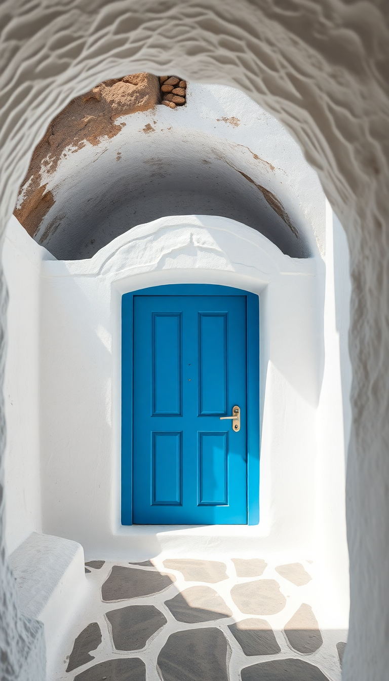 Cave House Santorini White Walls Photorealistic Wallpaper