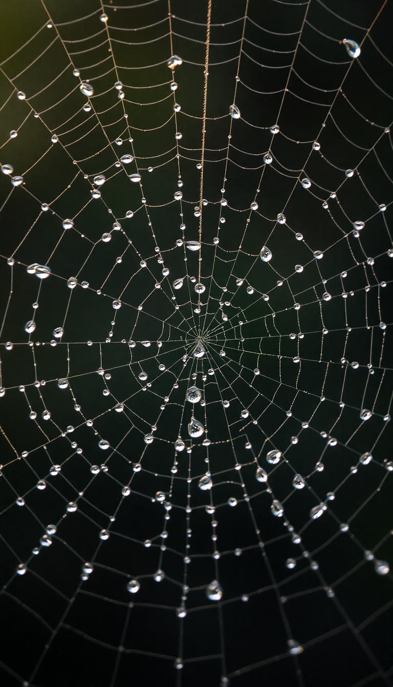 Dew Drops On Spiderweb Morning Aesthetic Wallpaper