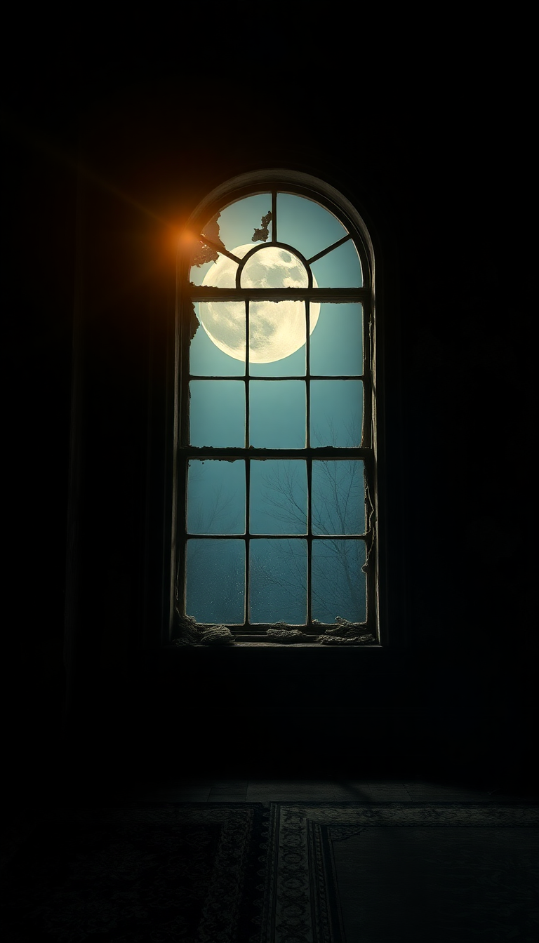 Abandoned Mansion Moonlight Through Broken Photorealistic Wallpaper