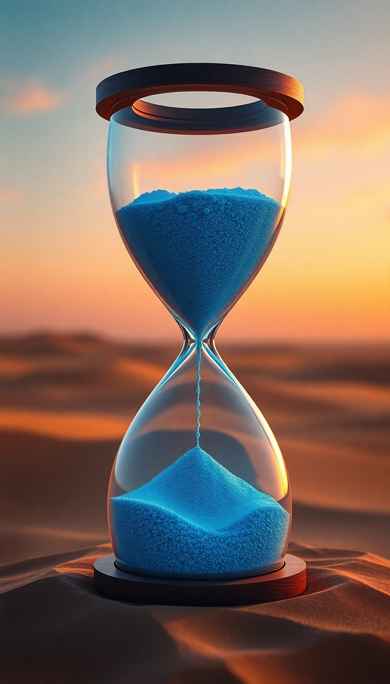Hourglass Containing Ocean And Desert Digital art Wallpaper