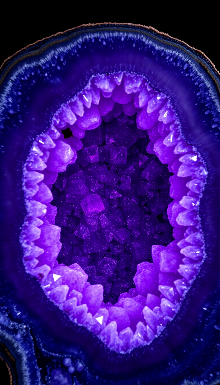 Geode Crystal Interior Purple Amethyst Photorealistic Wallpaper