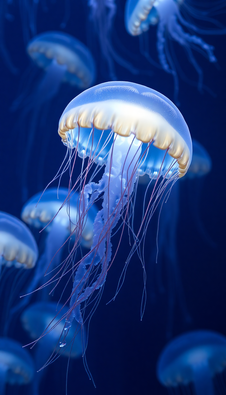Opulent Glowing Pulsing Jellyfish Of Photorealistic Wallpaper