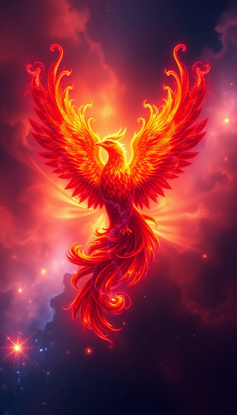 Nebula Shaped Like Phoenix Bird Digital art Wallpaper