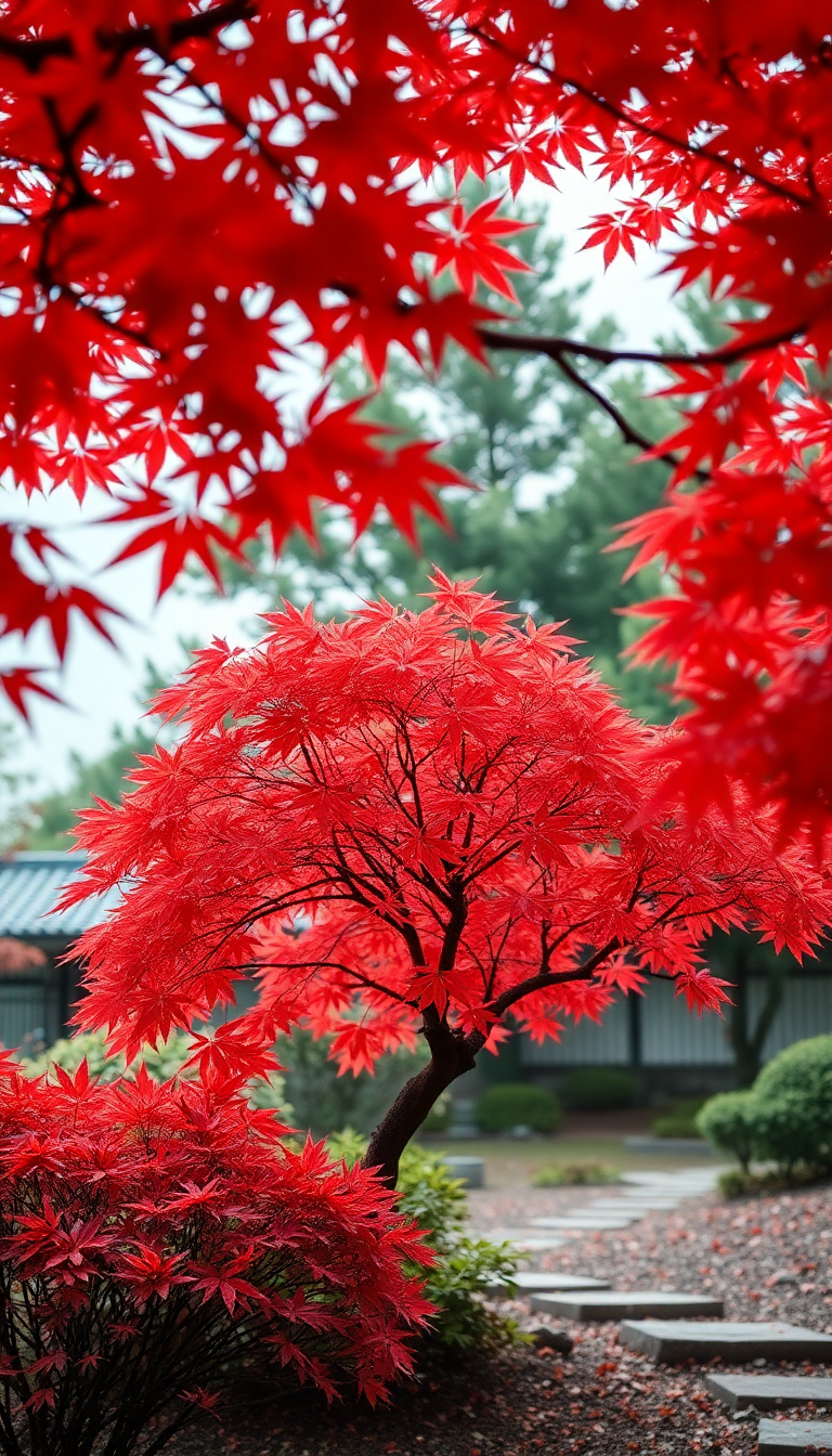 Japanese Maple Tree Autumn Red Aesthetic Wallpaper