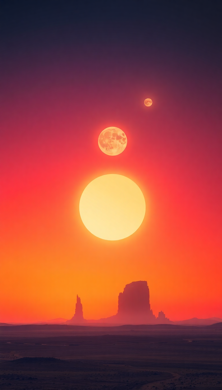 Alien Sunrise Three Suns Different Digital art Wallpaper