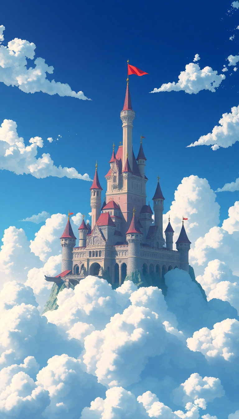 Studio Ghibli Style Floating Castle Anime Wallpaper