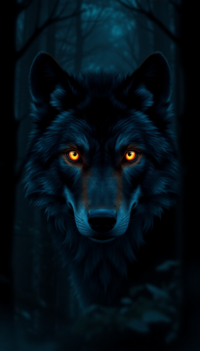 Wolf Eyes Glowing In Dark Digital art Wallpaper