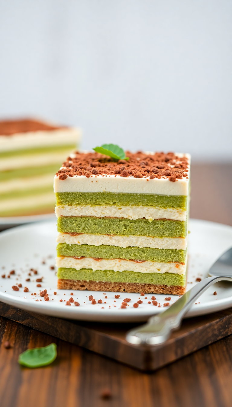 Matcha Tiramisu Layers Green Tea Photorealistic Wallpaper