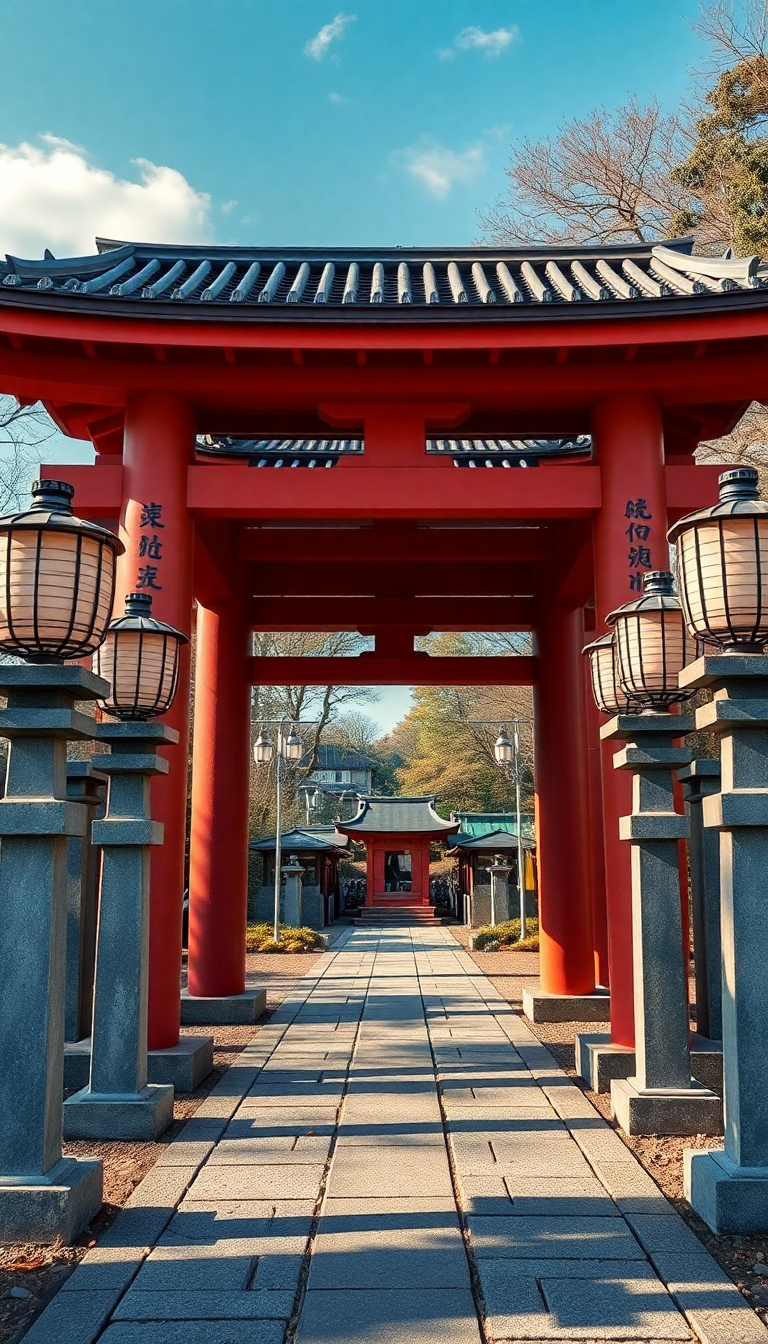 Japanese Temple Gate Torii Path Photorealistic Wallpaper