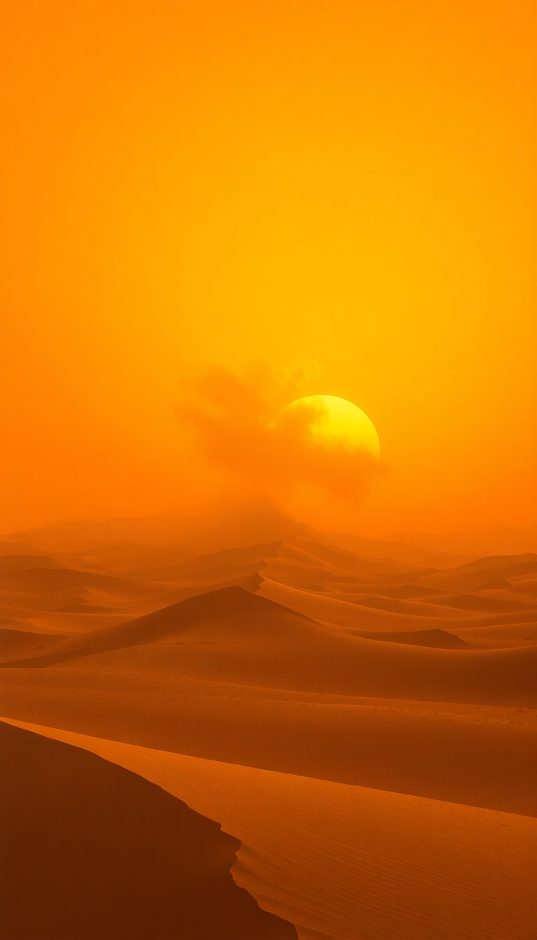 Sandstorm Approaching Desert Dramatic Orange Photorealistic Wallpaper