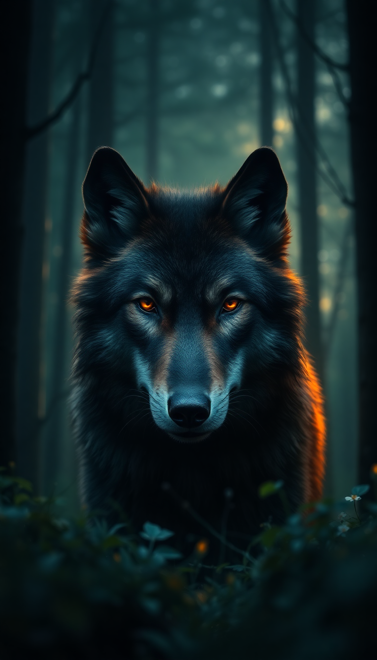 Wolf Eyes Glowing In Dark Digital art Wallpaper