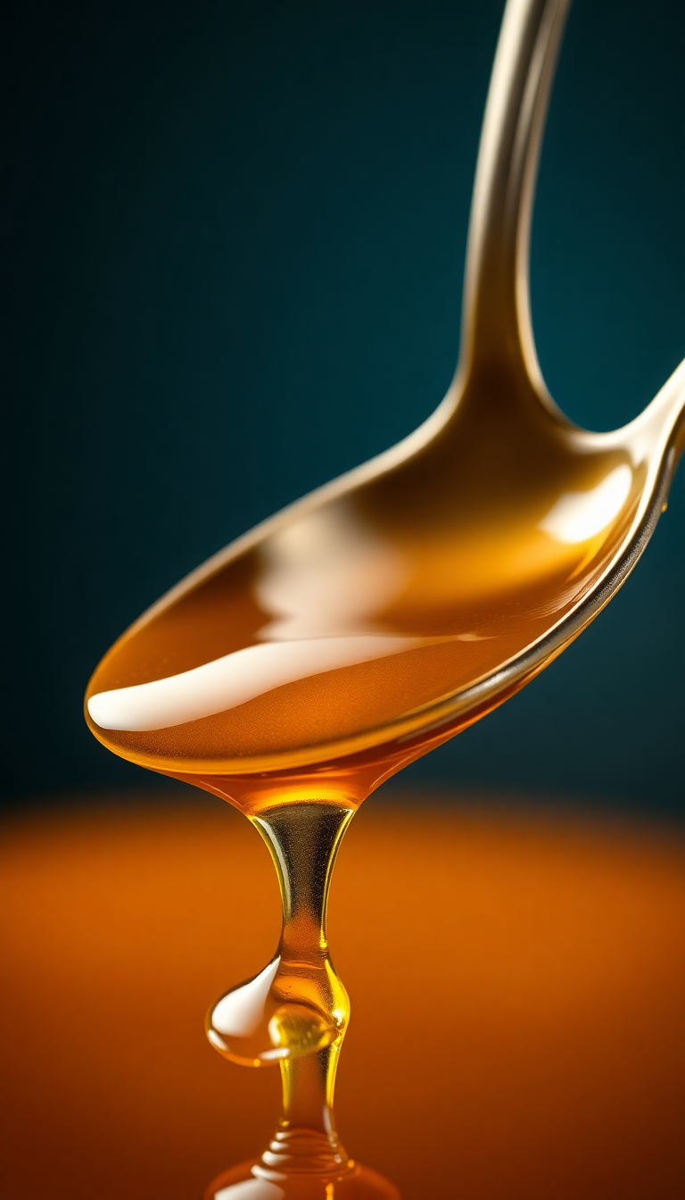 Honey Dripping From Spoon Golden Photorealistic Wallpaper