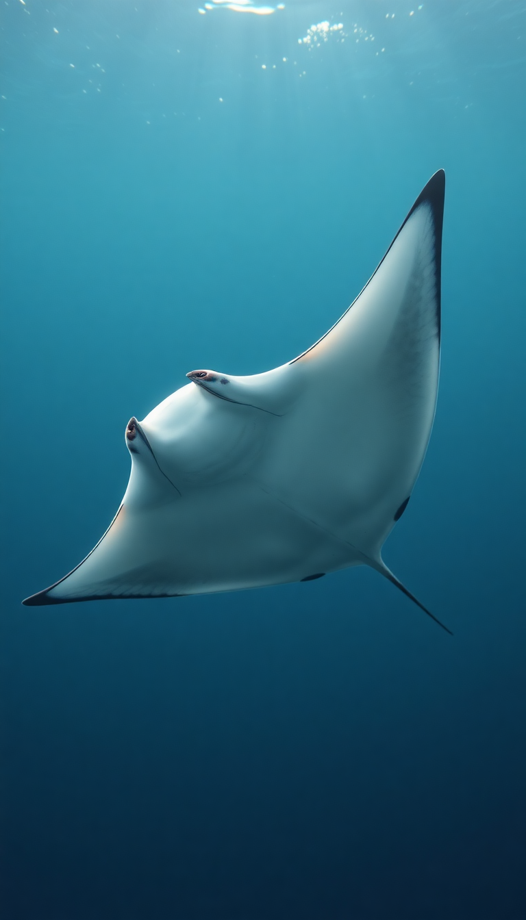 Manta Ray Gliding Graceful Underwater Photorealistic Wallpaper