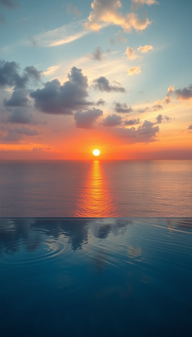 Infinity Pool Edge Overlooking Ocean Photorealistic Wallpaper