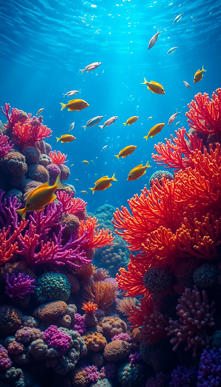 Coral Reef Vibrant Fish Tropical Photorealistic Wallpaper