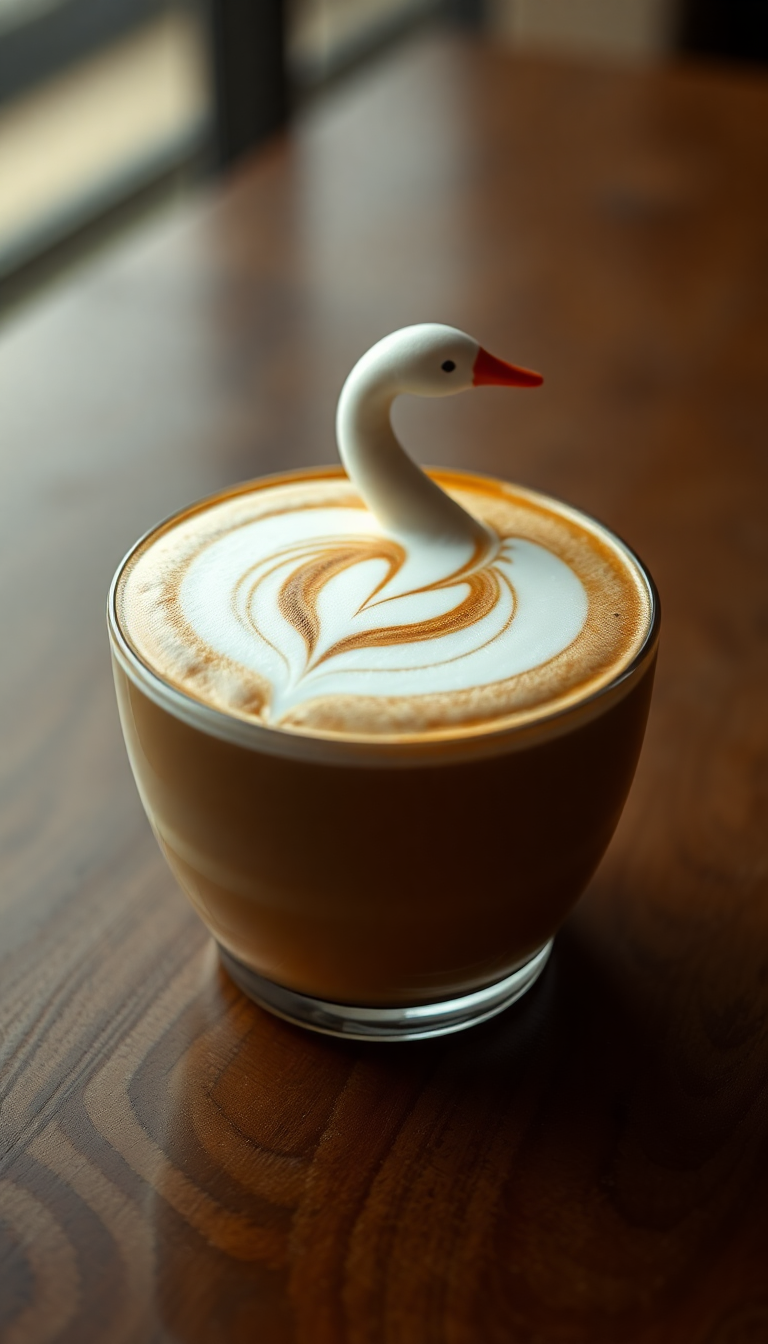 Perfect Latte Art Swan Milk Photorealistic Wallpaper