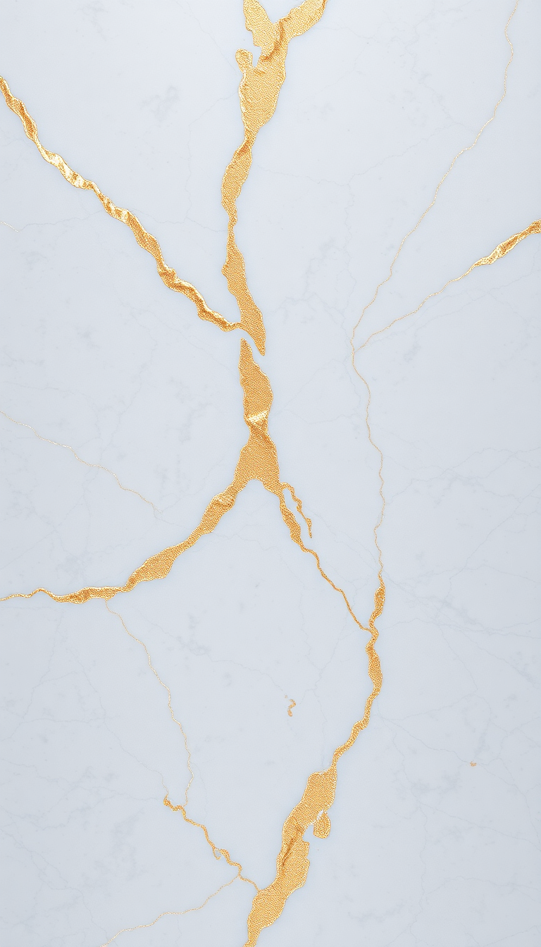 Marble Texture White Gold Veins Photorealistic Wallpaper