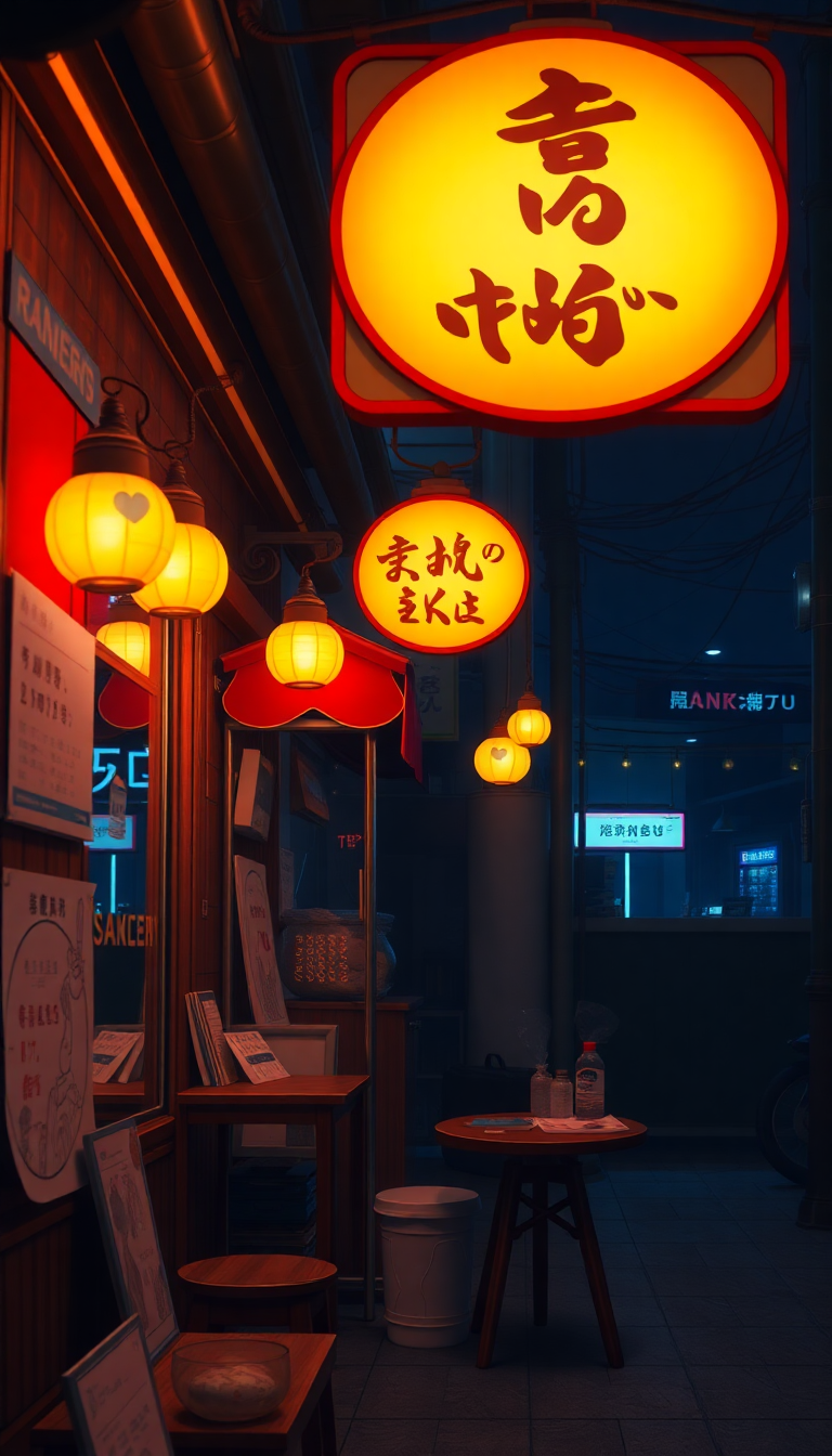 Cozy Ramen Shop At Night Anime Wallpaper