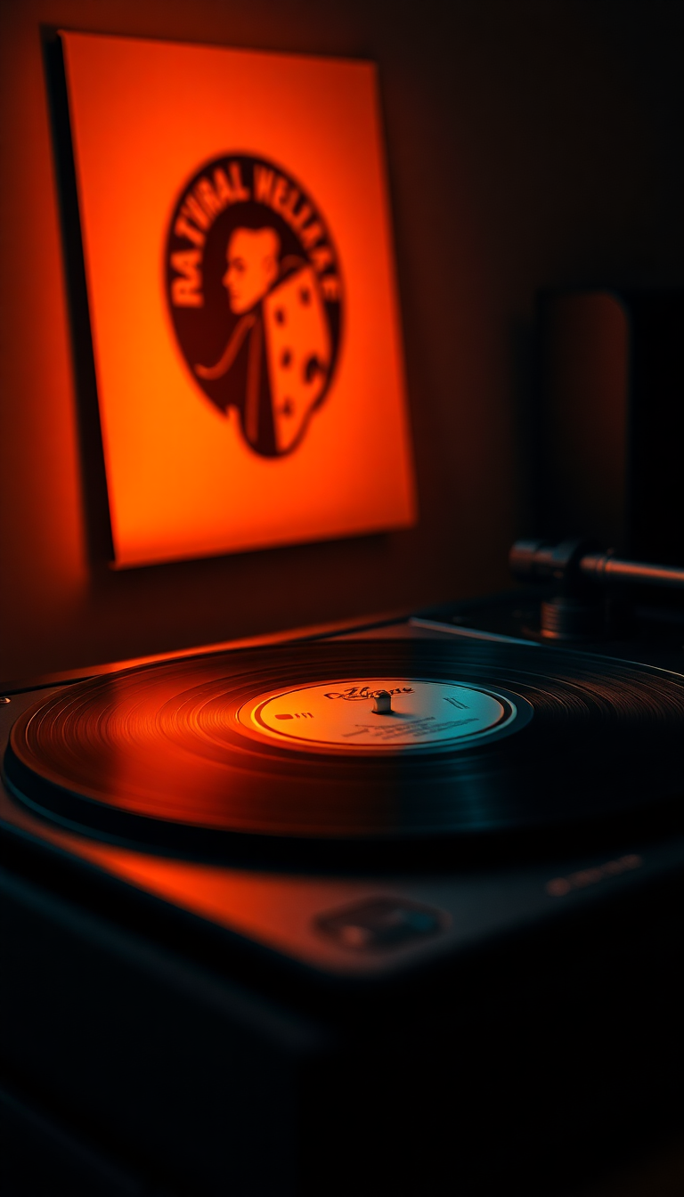 Vinyl Record Player Warm Lighting Photorealistic Wallpaper