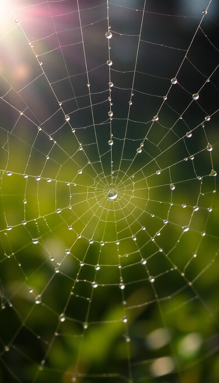Dew Drops On Spiderweb Morning Aesthetic Wallpaper